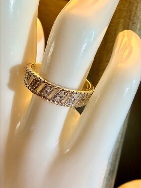14K White Gold Over Sterling Silver Diamond Ring 0.060 CTW Sz 9  Vintage Style